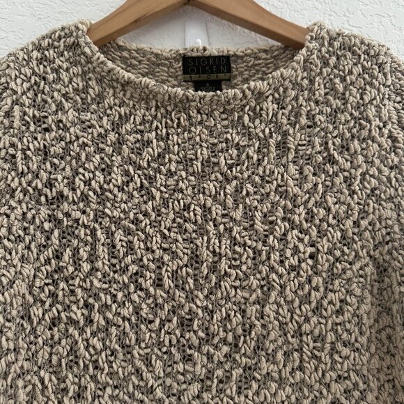Sigrid Olsen Sport Chunky Knit Sweater Womens S Beige Textured Casual Grannycore - Picture 2 of 9